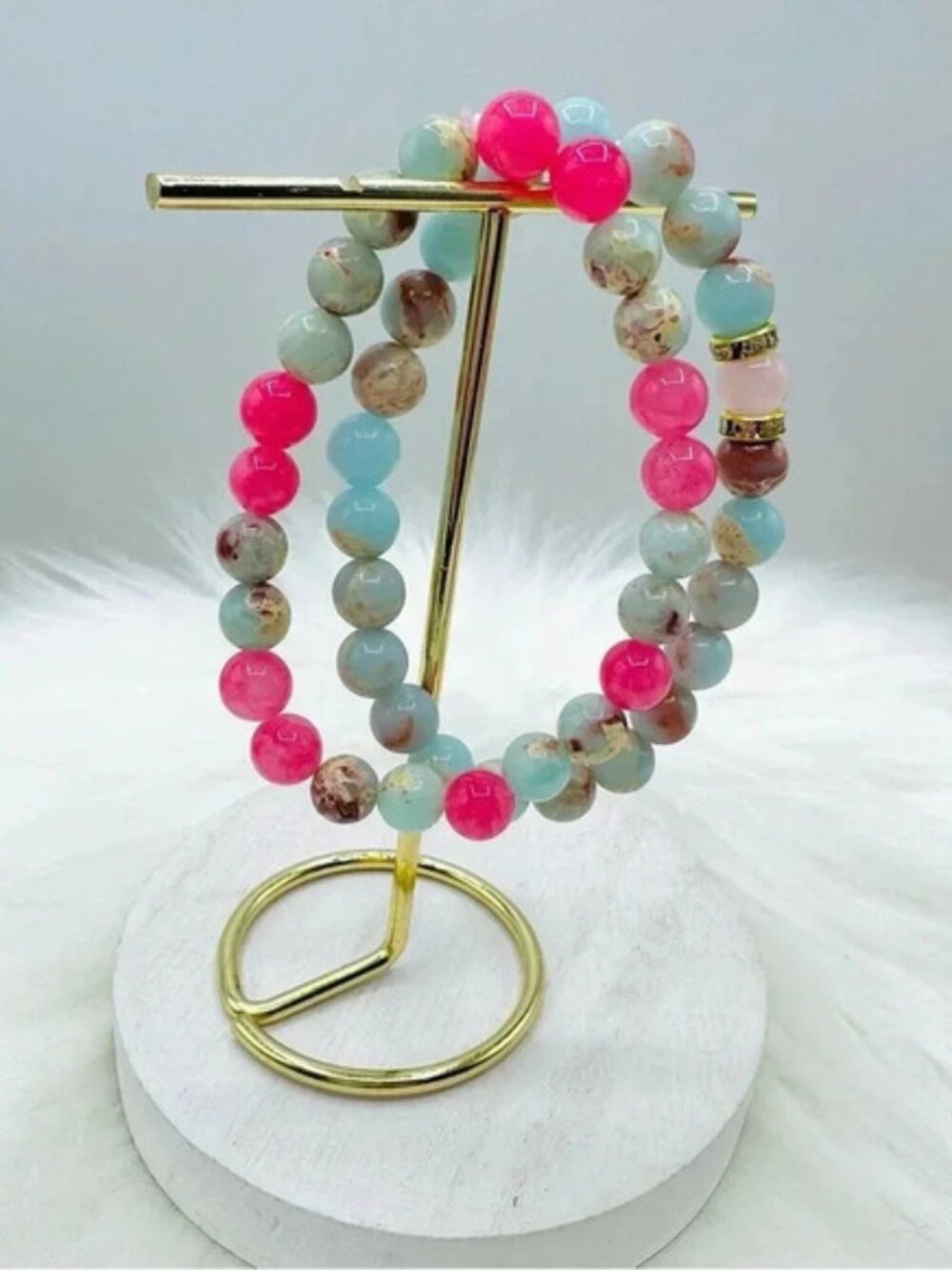 Natural Stone Love And Peace Duo Bracelet